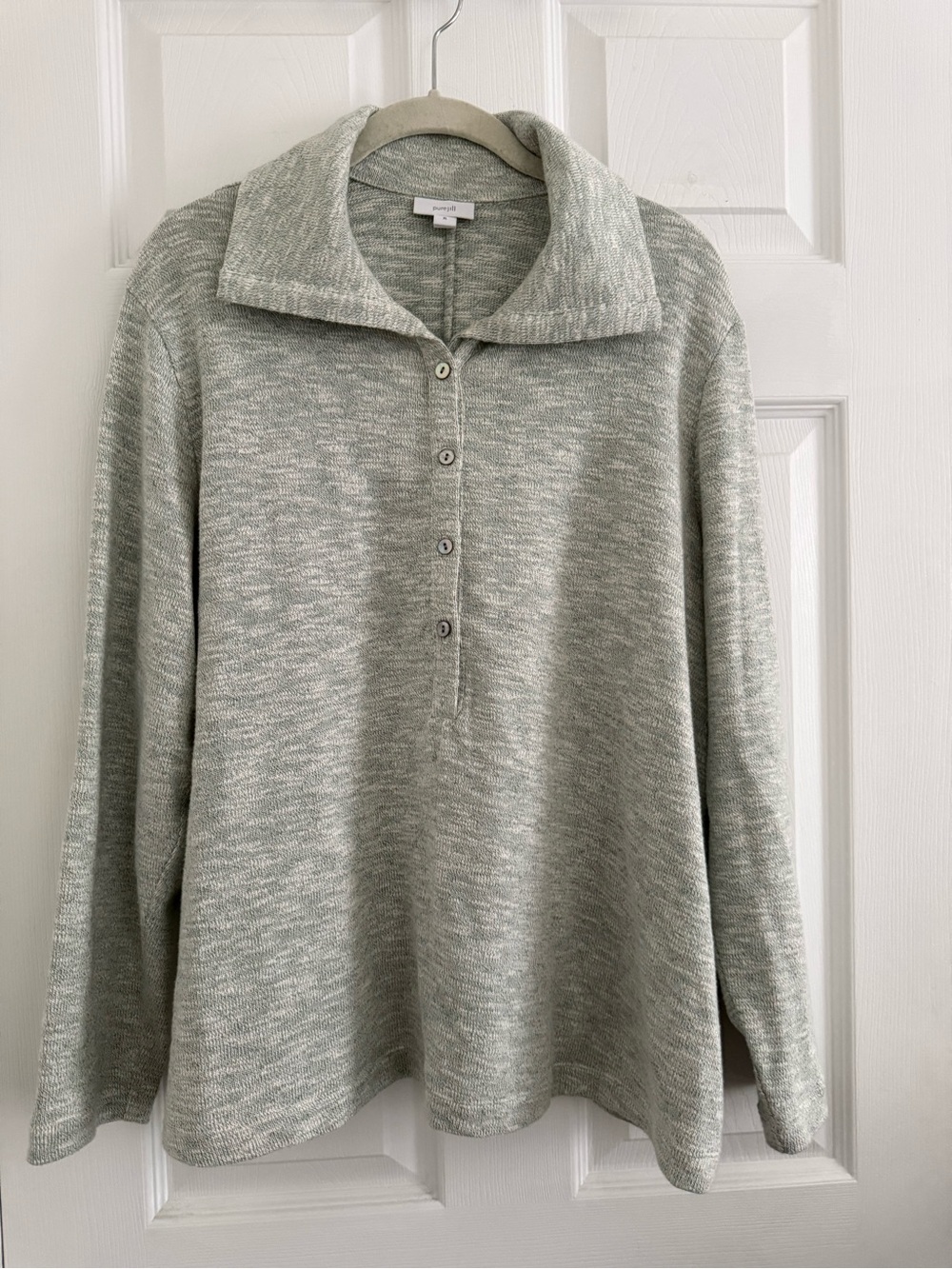 J. Jill Light Sage Button-Front V-Neck Pullover Like New - XL